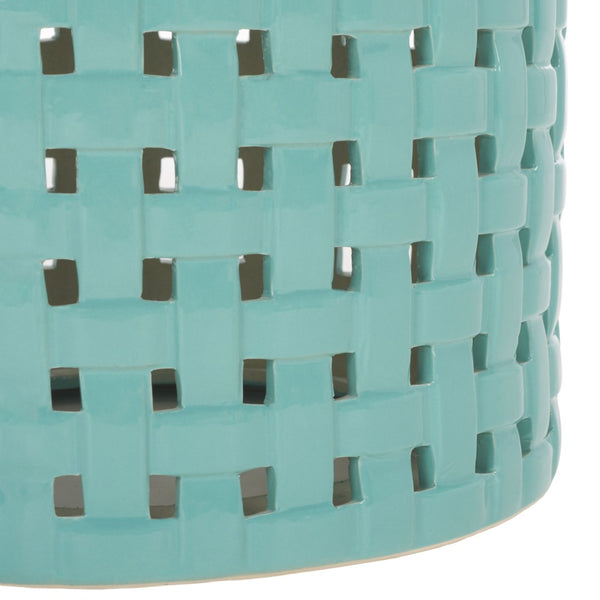 Safavieh SAYRE, Elegant 17.5-Inch Ceramic Garden Stool for Versatile Seating and Stylish Decor Accent Robins Egg Blue ACS4606B