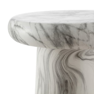 Safavieh NOLDITA, 15.75-Inch Ceramic Garden Stool - Versatile Accent for Outdoor Living Spaces and Decor White Marble / - ACS4607A