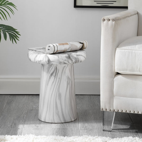 Safavieh NOLDITA, 15.75-Inch Ceramic Garden Stool - Versatile Accent for Outdoor Living Spaces and Decor White Marble / - ACS4607A