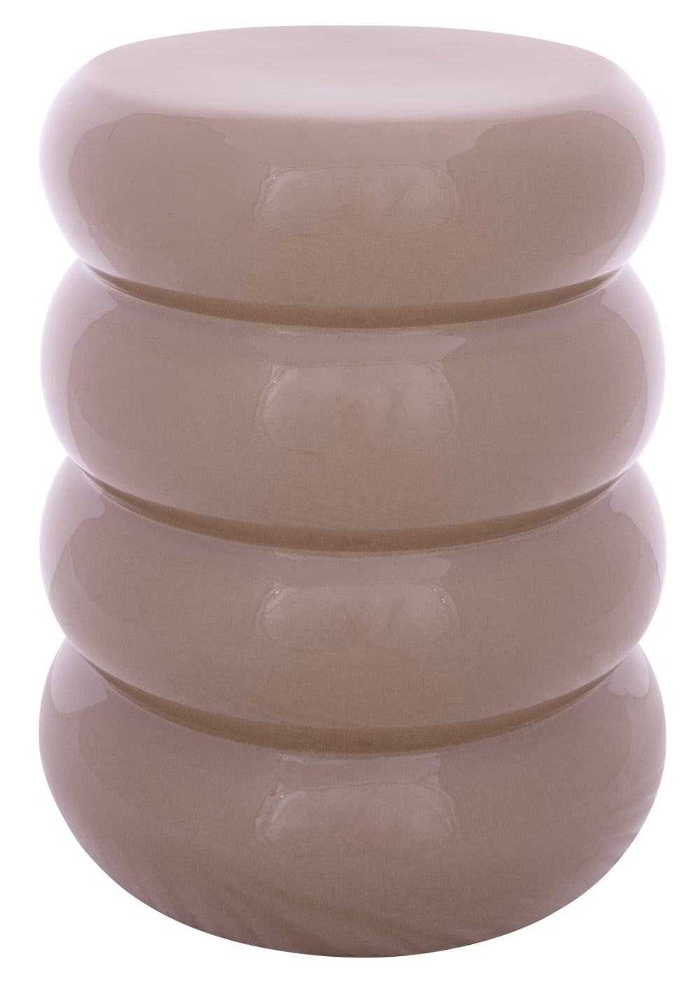 Dylan, Ceramic Garden Stool 17.5" High — Glazed Neutral Accent Side Table, Seat & Plant Stand