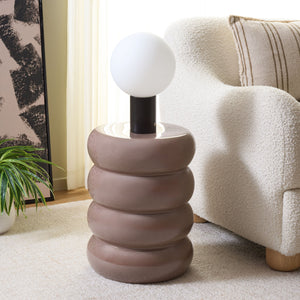 Dylan, Ceramic Garden Stool 17.5" High — Glazed Neutral Accent Side Table, Seat & Plant Stand