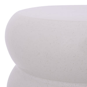 Dylan, Ceramic Garden Stool 17.5" High — Glazed Neutral Accent Side Table, Seat & Plant Stand