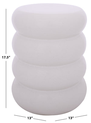 Dylan, Ceramic Garden Stool 17.5" High — Glazed Neutral Accent Side Table, Seat & Plant Stand
