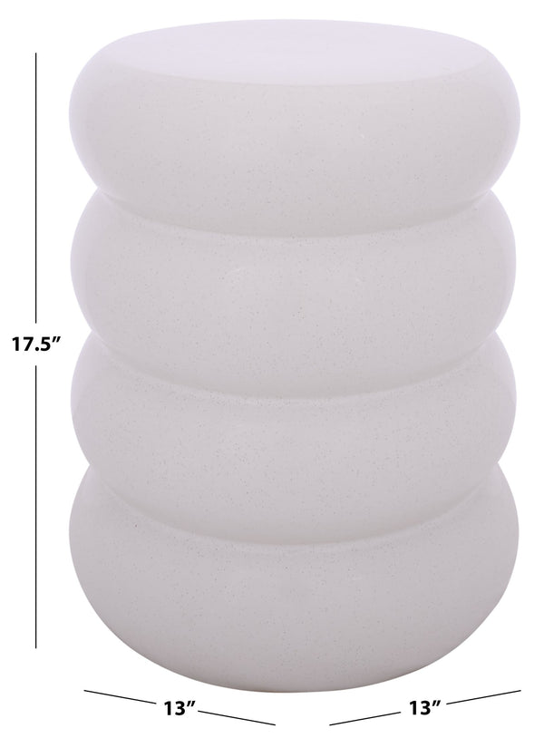 Dylan, Ceramic Garden Stool 17.5" High — Glazed Neutral Accent Side Table, Seat & Plant Stand