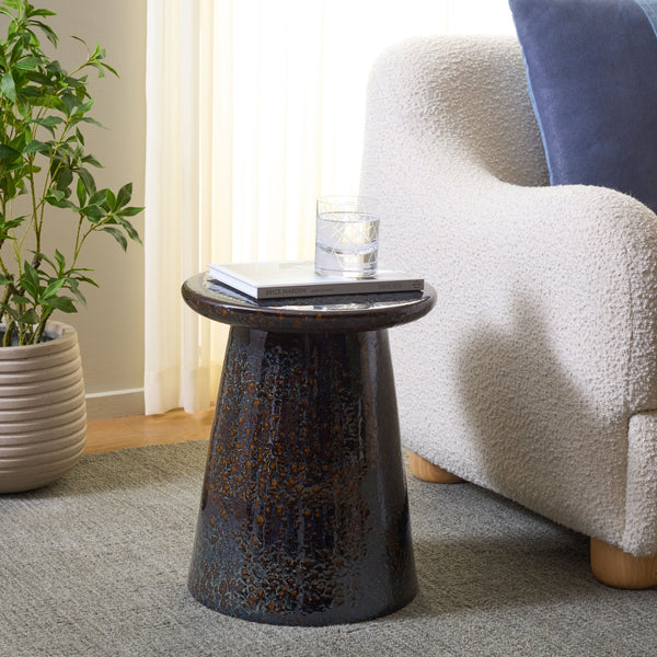 Thena, Ceramic Garden Stool 17.5" — Versatile Side Table, Plant Stand & Extra Seat For Indoor/Patio Decor