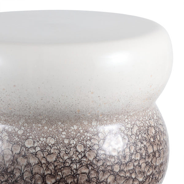 Emi, Elegant Ceramic Garden Stool 15.5" Height — Versatile Side Table, Extra Seating, Plant Stand, Weather-Resistant Finish
