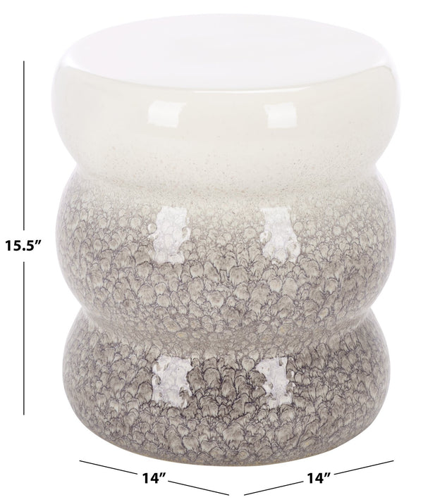Emi, Elegant Ceramic Garden Stool 15.5" Height — Versatile Side Table, Extra Seating, Plant Stand, Weather-Resistant Finish