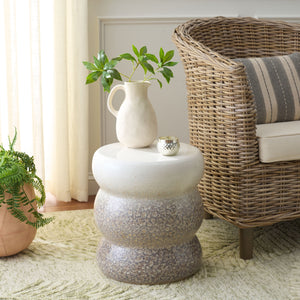 Emi, Elegant Ceramic Garden Stool 15.5" Height — Versatile Side Table, Extra Seating, Plant Stand, Weather-Resistant Finish