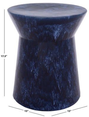 Lessa, Ceramic Garden Stool 17.5" Glossy Glazed Accent Seat And Side Table For Indoor Outdoor Use