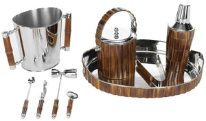 Safavieh Bamboo Bartender Set - Premium 9-Piece Mixology Kit With Natural Bamboo, Stainless Steel & Brass Accents ACS8500A