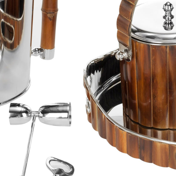 Safavieh Bamboo Bartender Set - Premium 9-Piece Mixology Kit With Natural Bamboo, Stainless Steel & Brass Accents ACS8500A