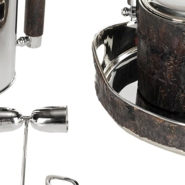 Safavieh Bark Bartender Set: 9-Piece Rustic Cocktail Kit With Metal Accents For Stylish Home Entertaining ACS8500B