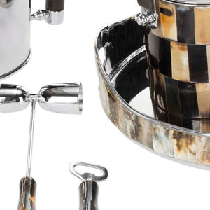 Safavieh Horn Bartender Set - 9-Piece Artisan Cocktail Collection With Genuine Horn, Steel & Brass Accents ACS8500C