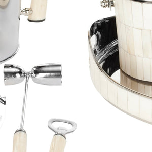 Safavieh Bone Bartender Set - Elegant Nine-Piece Cocktail Collection With White Bone, Steel & Brass Accents ACS8500D