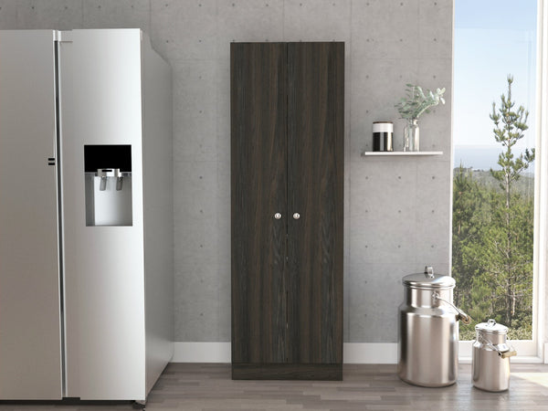 English Elm Multistorage Slim Pantry Cabinet with Five Adjustable Shelves and Double Doors for Organized Kitchens Multicolor 77.6 L x 17.3 W x 5.1 H B07092039