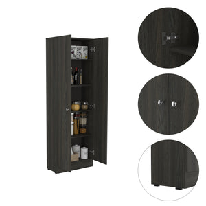 English Elm Multistorage Slim Pantry Cabinet with Five Adjustable Shelves and Double Doors for Organized Kitchens Multicolor 77.6 L x 17.3 W x 5.1 H B07092039