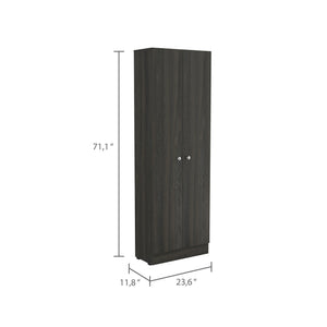 English Elm Multistorage Slim Pantry Cabinet with Five Adjustable Shelves and Double Doors for Organized Kitchens Multicolor 77.6 L x 17.3 W x 5.1 H B07092039
