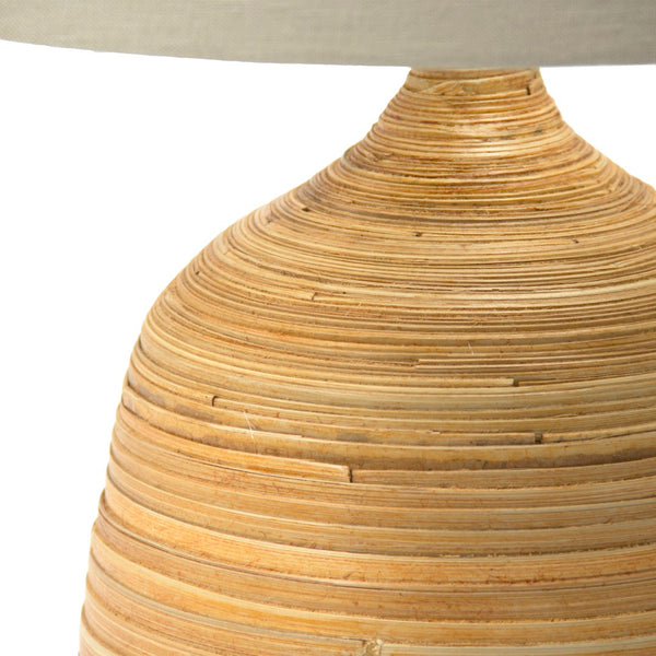 Zentique Janvier Lamp - Elegant Bamboo Base With Soft Ceramic Finish & Linen Shade For Organic Home Decor Natural Bamboo On Ceramic ,Linen Shade Ad025