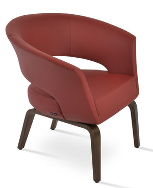 Soho Concept Avanos Wood Lounge Chair - Stylish Walnut Finish, Soft Leatherette, 2-year Guarantee, 350 Lbs Capacity Walnut,Red  Soho-concept-dining-chair-12757