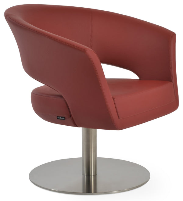 Soho Concept Avanos Round Lounge Swivel Chair - Stylish Leatherette, 2-year Warranty, Modern Design, 350 Lbs Support Red  Soho-concept-dining-chair-12758