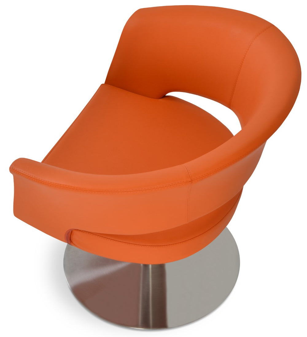 Soho Concept Bottega Carrot Swivel Armchair - Luxurious Fabric Options, Durable Design, 10-year Guarantee, Stylish Comfort Orange Swivel. Solid Metal Top Part Connected To Four Tubular Legs Soho-concept-dining-chair-12764