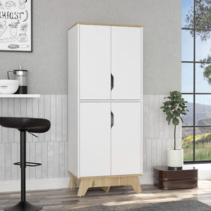 English Elm Pamplona tall microwave cabinet with countertop storage, double-door upper and lower cabinets for kitchens Multicolor 29.9 L x 26.8 W x 7.9 H B07092109