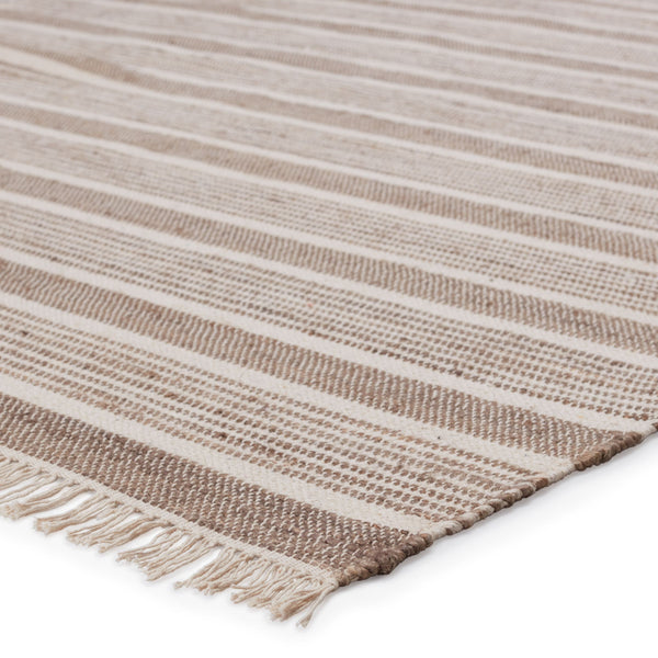 Jaipur Living Vibe by Jaipur Living Kahlo Handwoven Jute Cotton Flatweave Striped Neutral Area Rug Taupe 10'X14' RUG150873