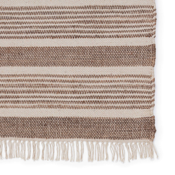 Jaipur Living Vibe by Jaipur Living Kahlo Handwoven Jute Cotton Flatweave Striped Neutral Area Rug Taupe 10'X14' RUG150873