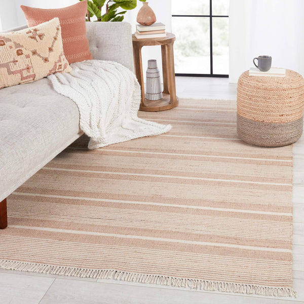 Jaipur Living Vibe by Jaipur Living Kahlo Handwoven Jute Cotton Flatweave Striped Neutral Area Rug Beige 10'X14' RUG150877