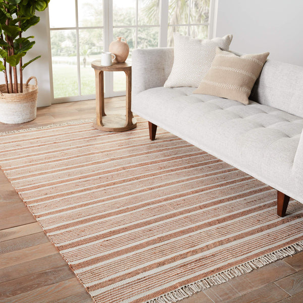 Jaipur Living Vibe by Jaipur Living Kahlo Handwoven Jute Cotton Flatweave Striped Neutral Area Rug Tan 5'X8' RUG150880