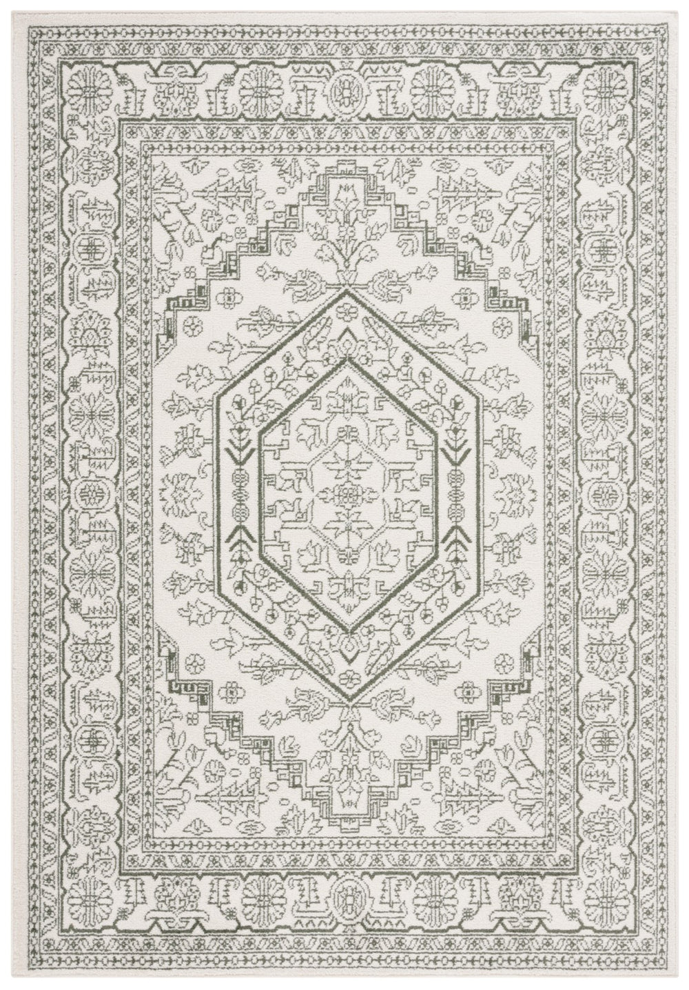 Safavieh Adirondack 108 Power Loomed Transitional Rug Ivory / Dark Green 9' x 12'