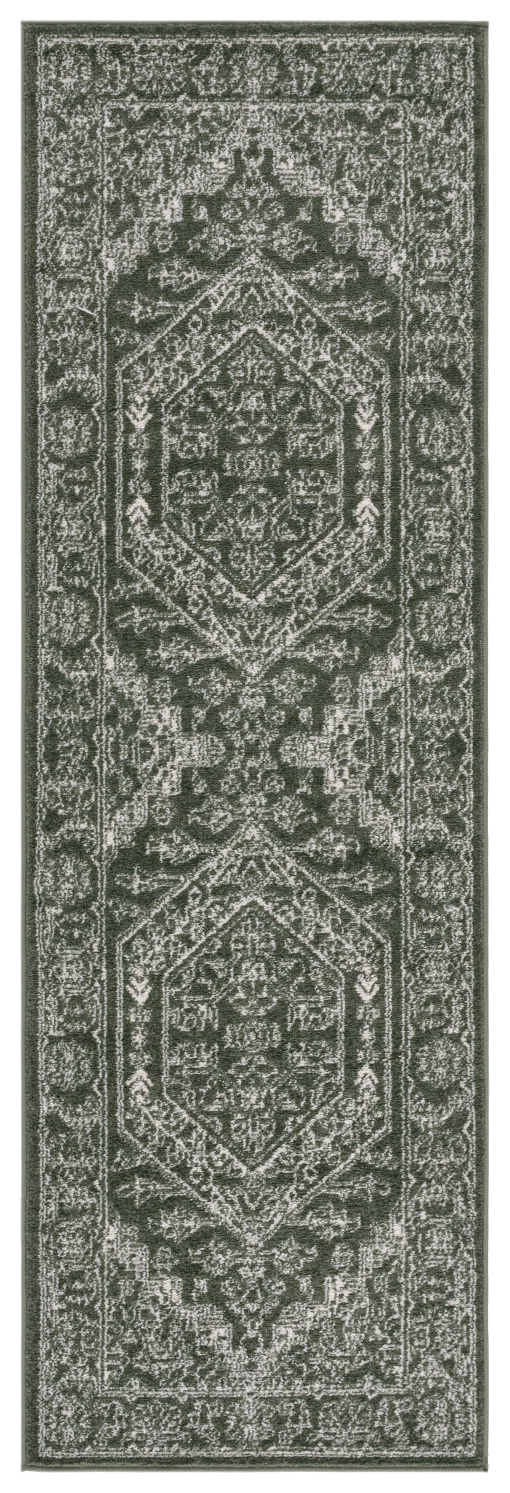 Safavieh Adirondack Contemporary Round Area Rug In Dark Green And Ivory — Low-Profile, Durable, Natural Texture 8'-0" x 8'-0" ADR108Y-8R
