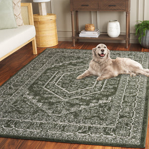 Safavieh Adirondack Square Area Rug Dark Green Ivory – Low-Profile Power-Loomed Jute Blend For Modern Homes 8'-0" x 8'-0" ADR108Y-8SQ