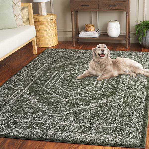 Safavieh Adirondack Dark Green Ivory Runner Rug — Low-Profile, Power-Loomed Turkish Design For Hallways And Entryways 2'-6" x 6'-0" ADR108Y-26
