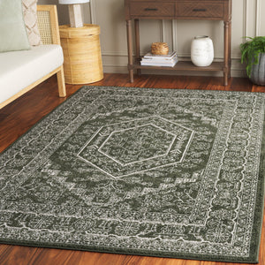 Safavieh Adirondack Contemporary Round Area Rug In Dark Green And Ivory — Low-Profile, Durable, Natural Texture 8'-0" x 8'-0" ADR108Y-8R