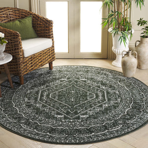Safavieh Adirondack Modern Dark Green And Ivory Area Rug — Low Profile Durable Turkish Loomed Texture 10X14 10'-0" x 14'-0" ADR108Y-10