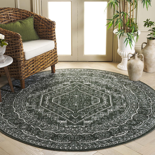 Safavieh Adirondack Dark Green Ivory Low-Profile Area Rug — Power-Loomed Turkey, Jute Blend Durability & Texture 6'-0" x 8'-0" ADR108Y-68