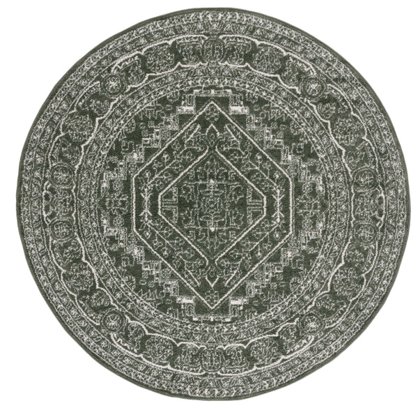 Safavieh Adirondack Square Area Rug Dark Green Ivory – Low-Profile Power-Loomed Jute Blend For Modern Homes 8'-0" x 8'-0" ADR108Y-8SQ