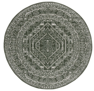 Safavieh Adirondack Contemporary Round Area Rug In Dark Green And Ivory — Low-Profile, Durable, Natural Texture 8'-0" x 8'-0" ADR108Y-8R