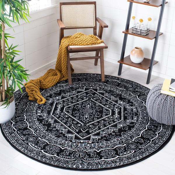 Safavieh Adirondack Black Ivory Area Rug — Low-Profile Power-Loomed Turkish Blend For Durable, Stylish Rooms 6'-0" x 8'-0" ADR108Z-68