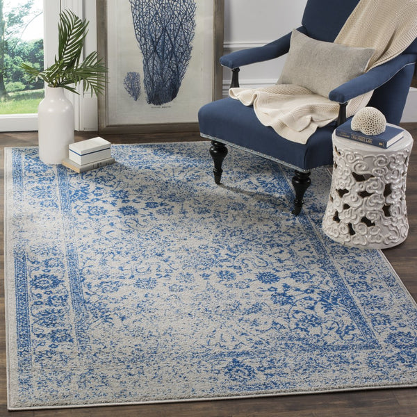 Safavieh Adirondack Low-Profile 2'X3' Grey-Blue Rug — Power-Loomed Turkey, Durable Polypropylene-Jute Blend, Stain-Resistant Accent ADR109A-2