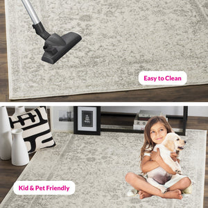 Safavieh Adirondack Ivory/Silver Area Rug - Elegant Power Loomed Design, Soft And Durable For Any Room Ivory ,Silver 55% Polypropylene, 40% Jute, 5% Polyester Adr109c-68