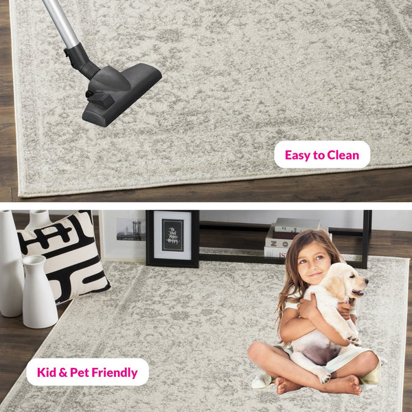 Safavieh Adirondack Ivory/Silver Area Rug - Elegant Power Loomed Design, Soft And Durable For Any Room Ivory ,Silver 55% Polypropylene, 40% Jute, 5% Polyester Adr109c-68