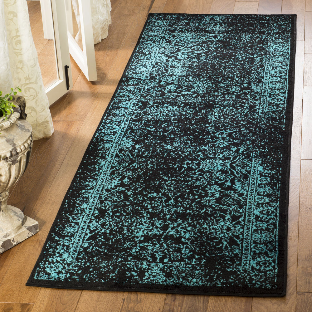 Safavieh Adirondack Turkish Power-Loomed Accent Rug 2X3 Ft — Black & Teal Transitional Design, Durable Low-Maintenance ADR109K-2