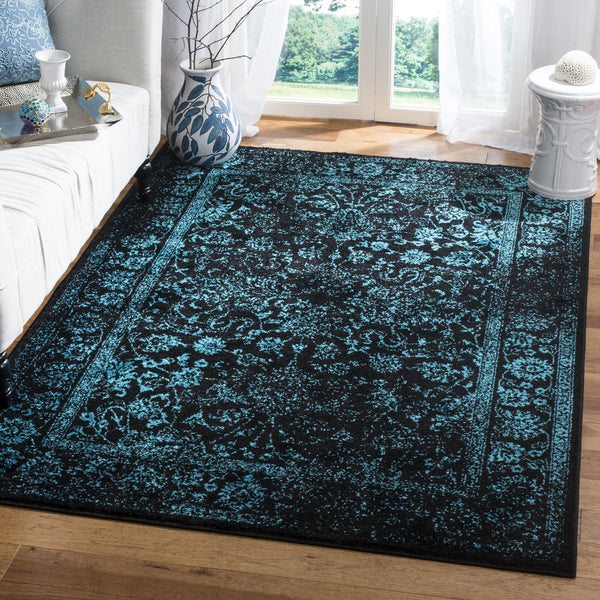 Safavieh Adirondack Turkish Power-Loomed Accent Rug 2X3 Ft — Black & Teal Transitional Design, Durable Low-Maintenance ADR109K-2