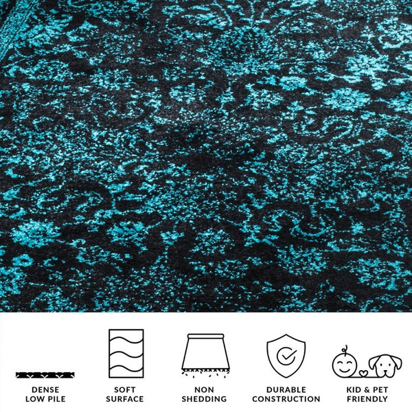 Safavieh Adirondack Power Loomed Floral Botanical Rug in Teal for Transitional Living Spaces ADR109K-68