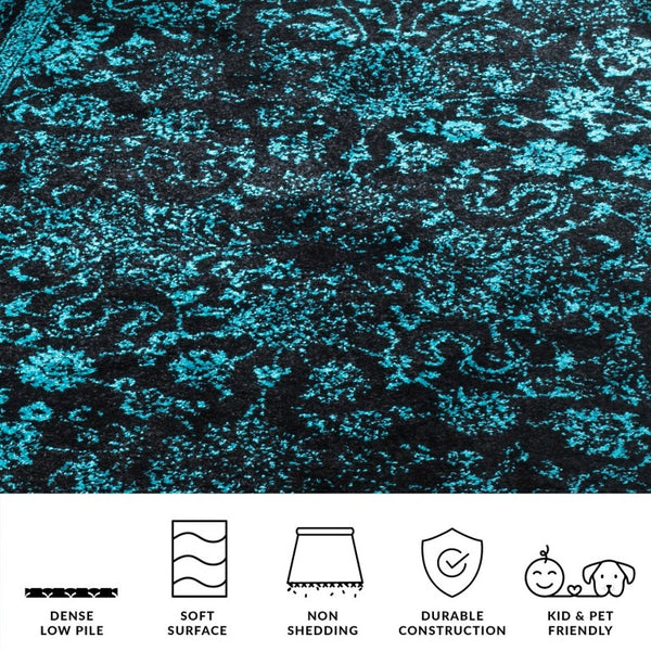 Safavieh Adirondack Power Loomed Floral Botanical Rug in Teal for Transitional Living Spaces ADR109K-68