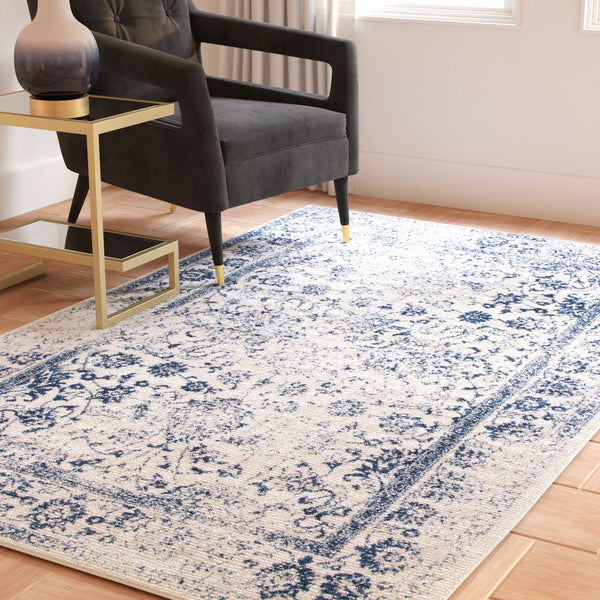 Safavieh Adirondack Ivory/Silver Area Rug - Elegant Power Loomed Design, Soft And Durable For Any Room Ivory ,Navy 55% Polypropylene, 40% Jute, 5% Polyester Adr109m-8sq