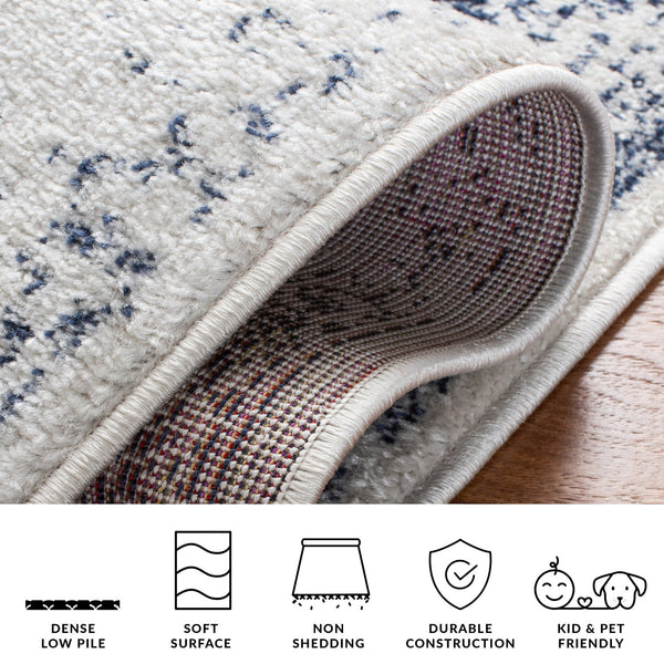 Safavieh Adirondack Ivory/Silver Area Rug - Elegant Power Loomed Design, Soft And Durable For Any Room Ivory ,Navy 55% Polypropylene, 40% Jute, 5% Polyester Adr109m-8sq