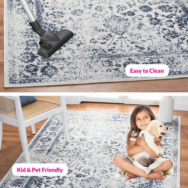 Safavieh Adirondack Ivory/Silver Area Rug - Elegant Power Loomed Design, Soft And Durable For Any Room Ivory ,Navy 55% Polypropylene, 40% Jute, 5% Polyester Adr109m-8sq